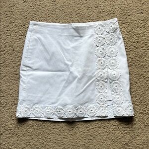 Crown & Ivy White Embroidery Mini Skirt